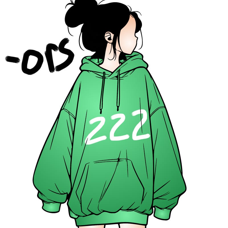 realistic girl with a oversized sweatshirt on and a bun