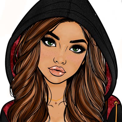 realistic beautiful girl with a hood on