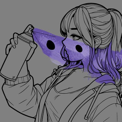 a realistic girl spray, painting