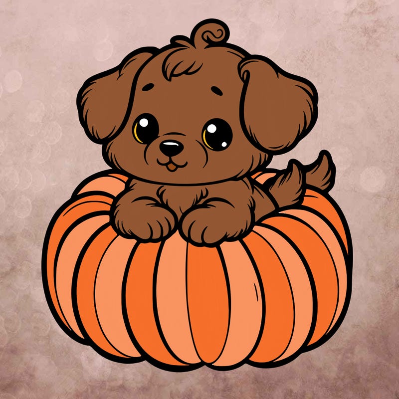 cute little puppy in a pumpkin