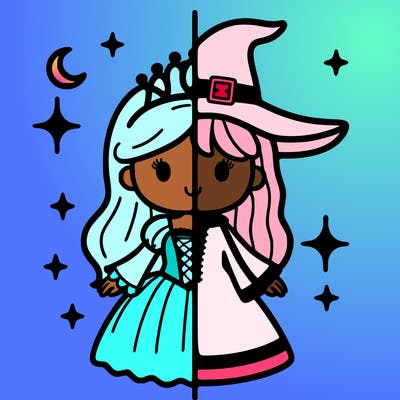 split princess and witch