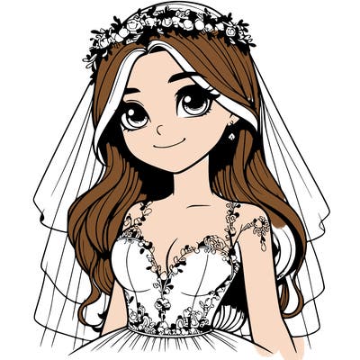 realistic girl in a wedding dress