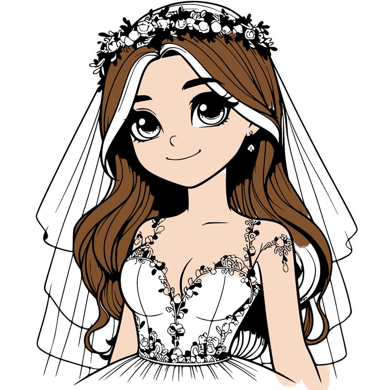 realistic girl in a wedding dress