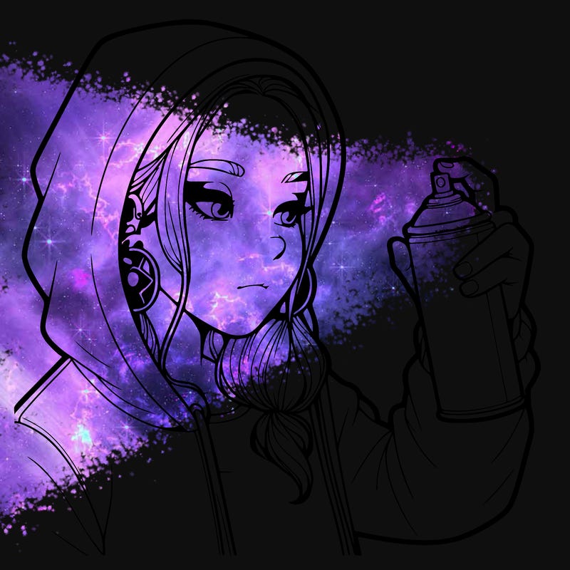 a realistic girl, spray painting