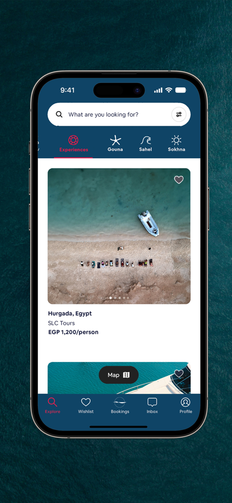 Sea Life Connect - Sea Life Connect app interface showing boat tour listings in Egypt