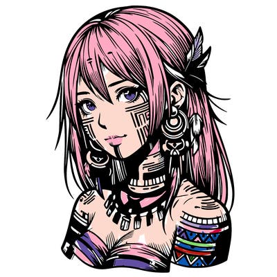 realistic tribal manga woman