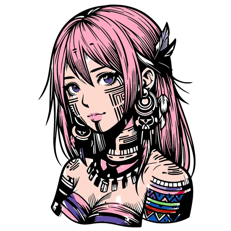 realistic tribal manga woman