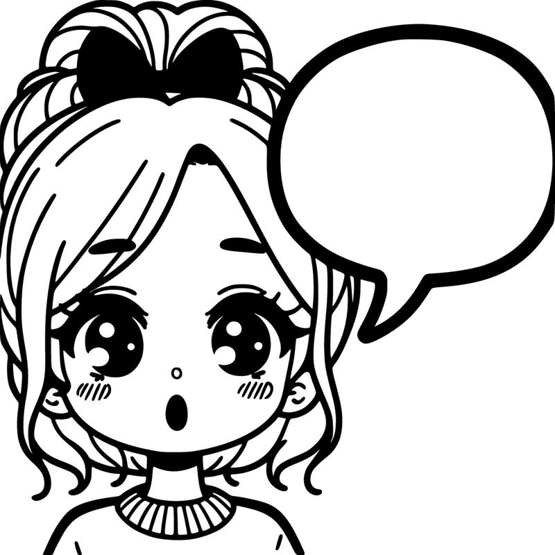 a girl with a word bubble by her mouth