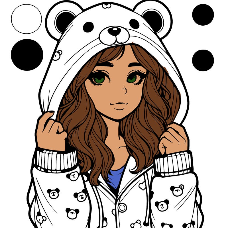 realistic girl in a animal pjs hoodie