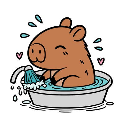 capybara taking a bath