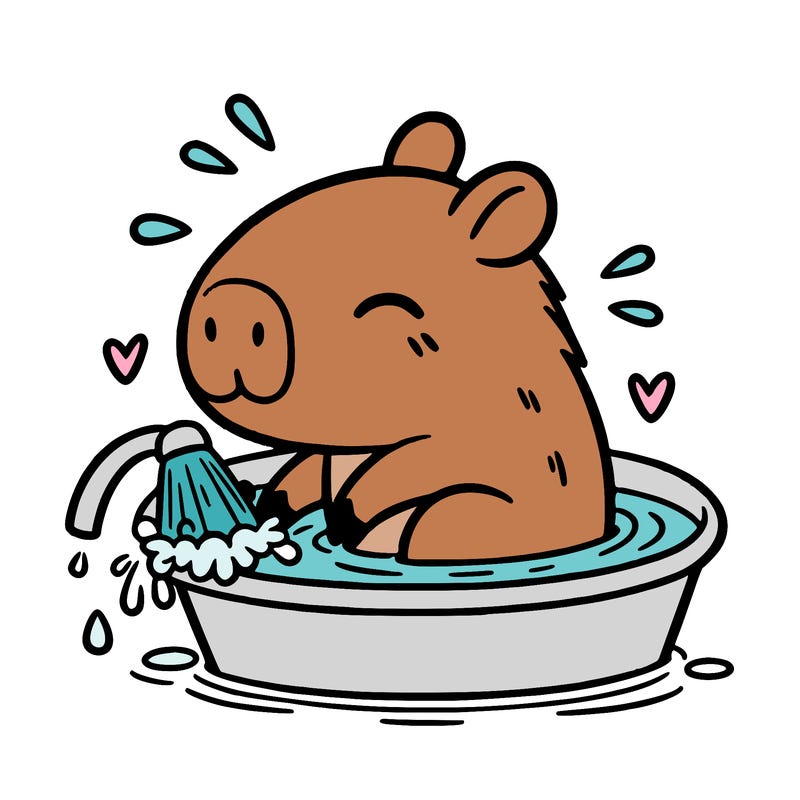capybara taking a bath
