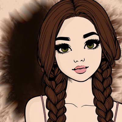 realistic girl with braids