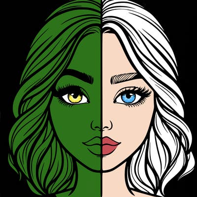 realistic girl split half