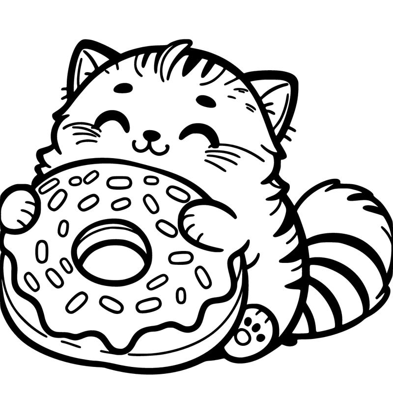 cat with a doughnut