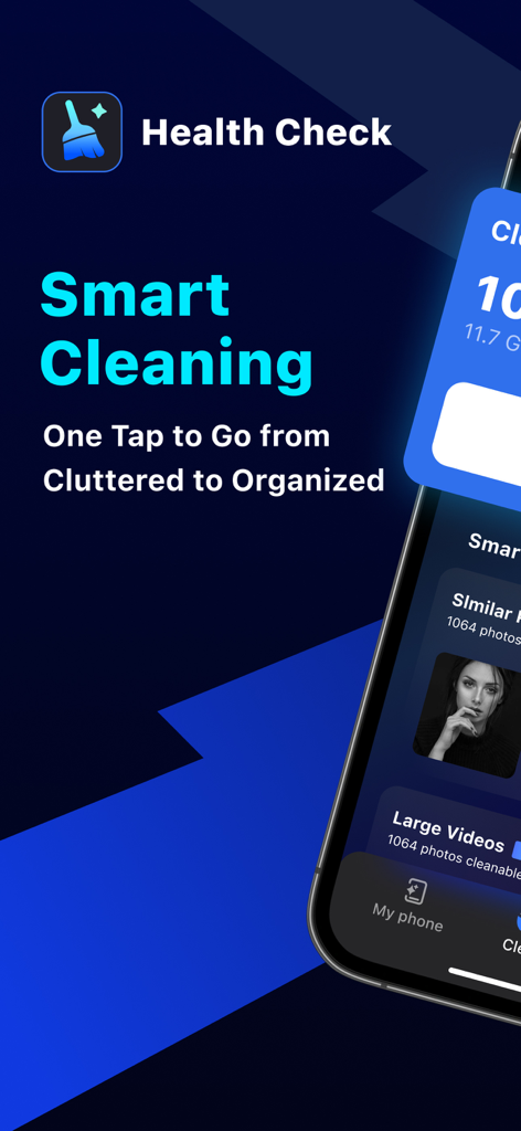 Cleaner PRO:photos cleaner - Cleaner PRO app interface displaying smart cleaning and health check features for iPhone storage