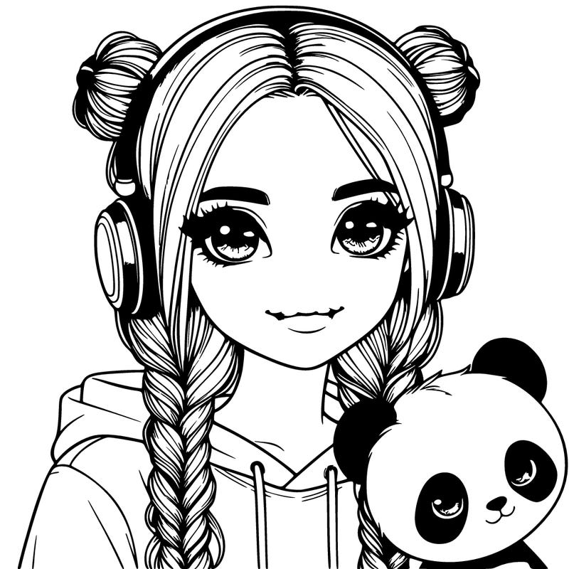 realistic girl with panda accessories