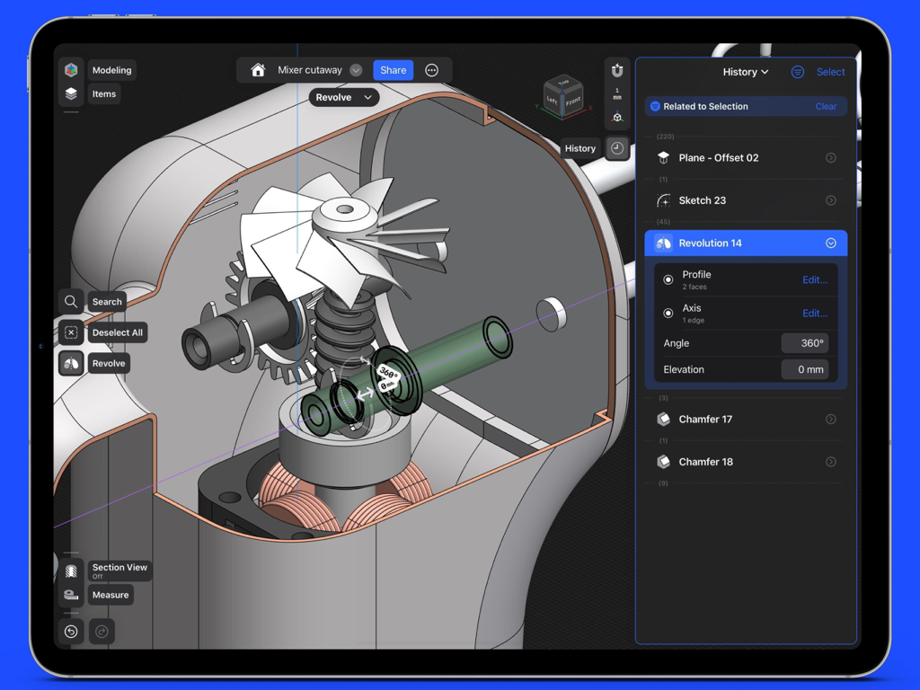 Shapr 3D CAD modeling - Shapr3Dを使用したiPad Proでの機械アセンブリのプロフェッショナル3D CADモデリング