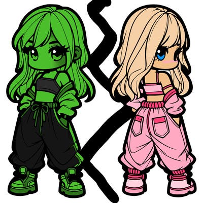 girl in crop top and baggy pants