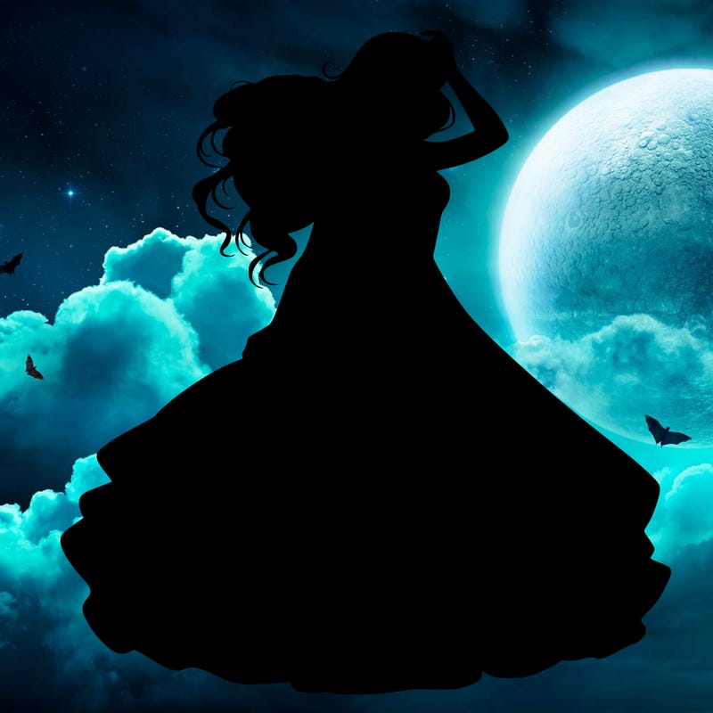 realistic woman with dress flowing in the wind