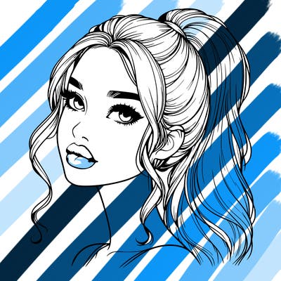 realistic girl with a ponytail on her hair and lips