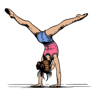 realistic gymnastic hand stand girl in four splits