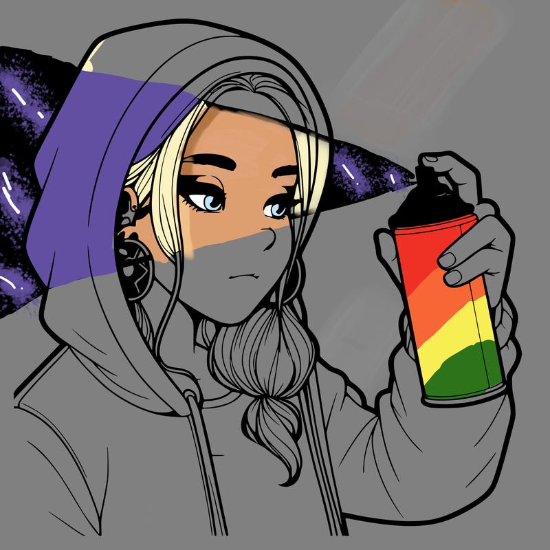 a realistic girl, spray painting