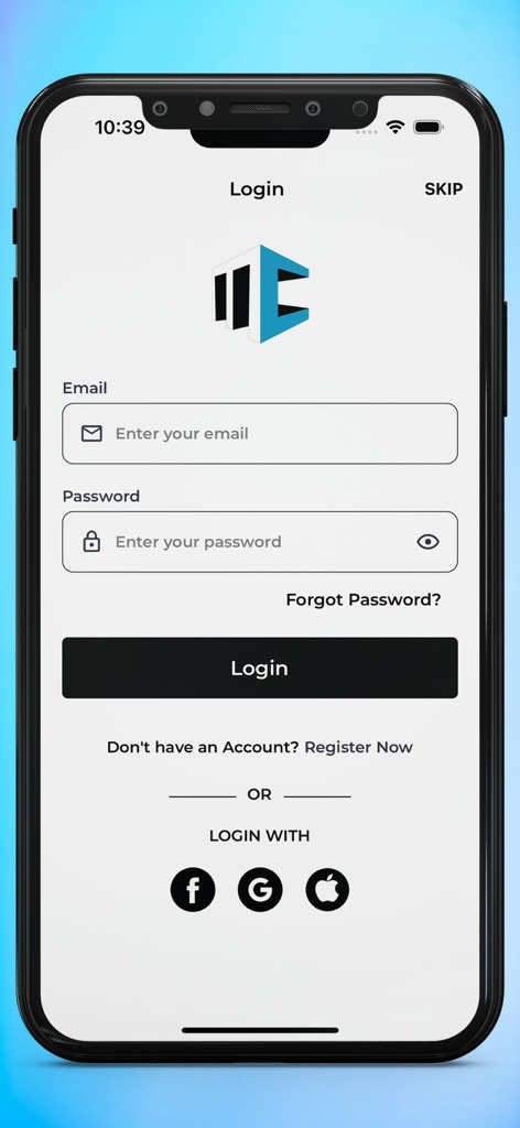 Mobile App Builder for Shopify - Shopifyモバイルアプリビルダーのログイン画面、ソーシャルログインオプション付き