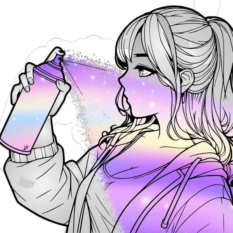 a realistic girl spray, painting