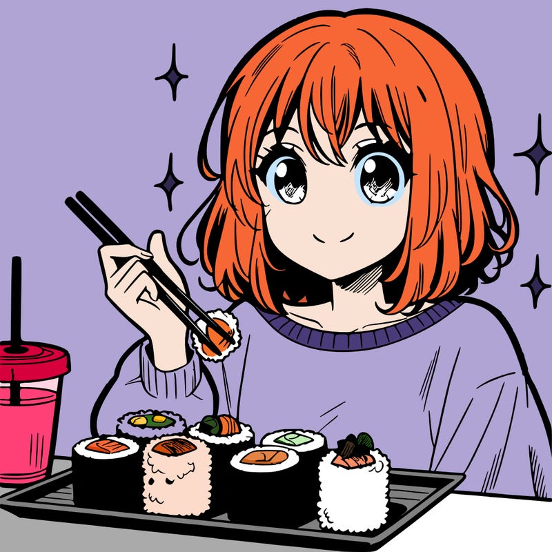manga girl who loves sushi