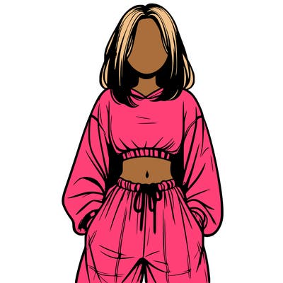 realistic girl faceless with baggy pants and a crop top