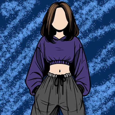 realistic girl faceless with baggy pants and a crop top