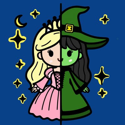 split princess and witch