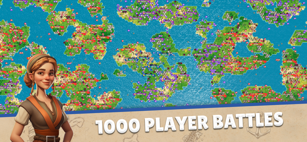 Domination Dynasty: Turn-Based - Un mapa multijugador masivo que muestra islas y ciudades en el juego de estrategia Domination Dynasty