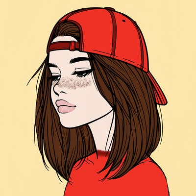 realistic  girl with a backwards hat