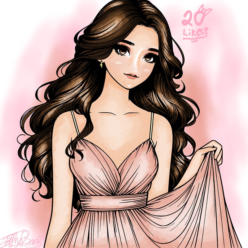 realistic girl in flowy silky prom dress
