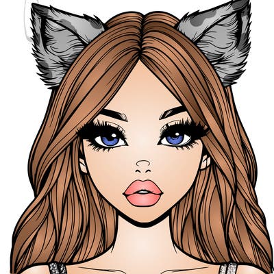 realistic girl with fox ears and realistic lips