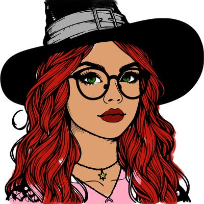 a witch with glasses realistic