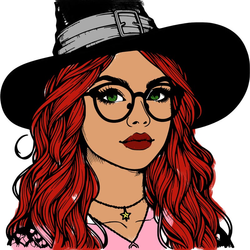 a witch with glasses realistic