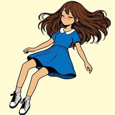 realistic girl floating