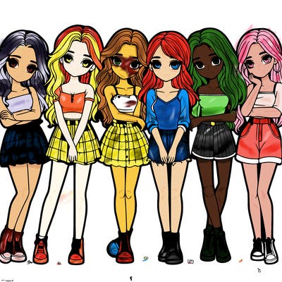 a group of girls realistic