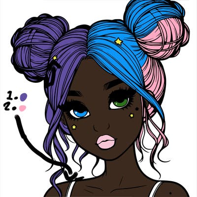 realistic girl with space buns