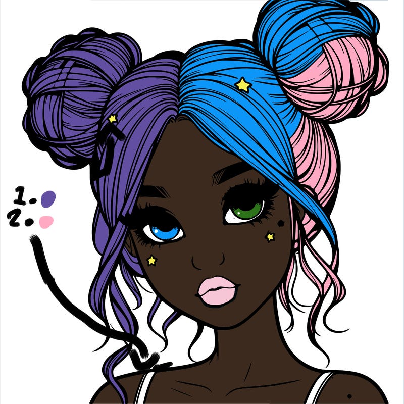 realistic girl with space buns