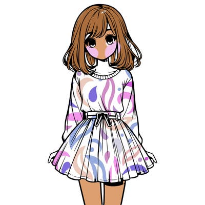 realistic girl with a skirt on