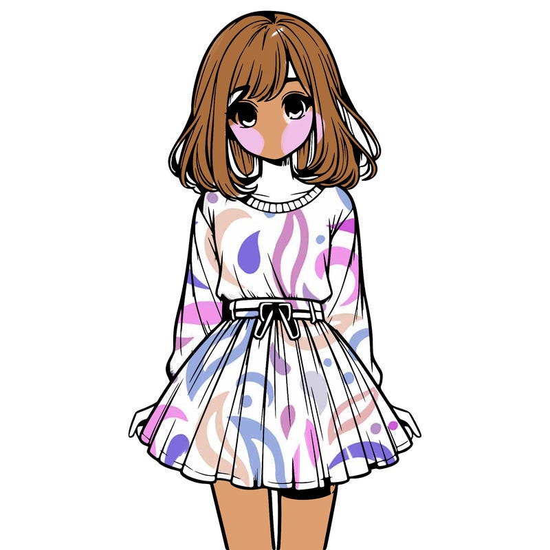 realistic girl with a skirt on