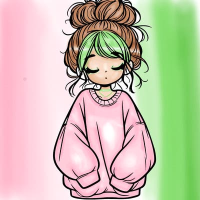 girl with baggy sweatshirt and messy bun
