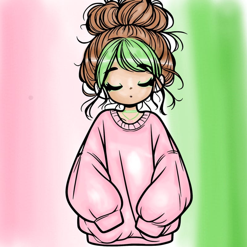 girl with baggy sweatshirt and messy bun
