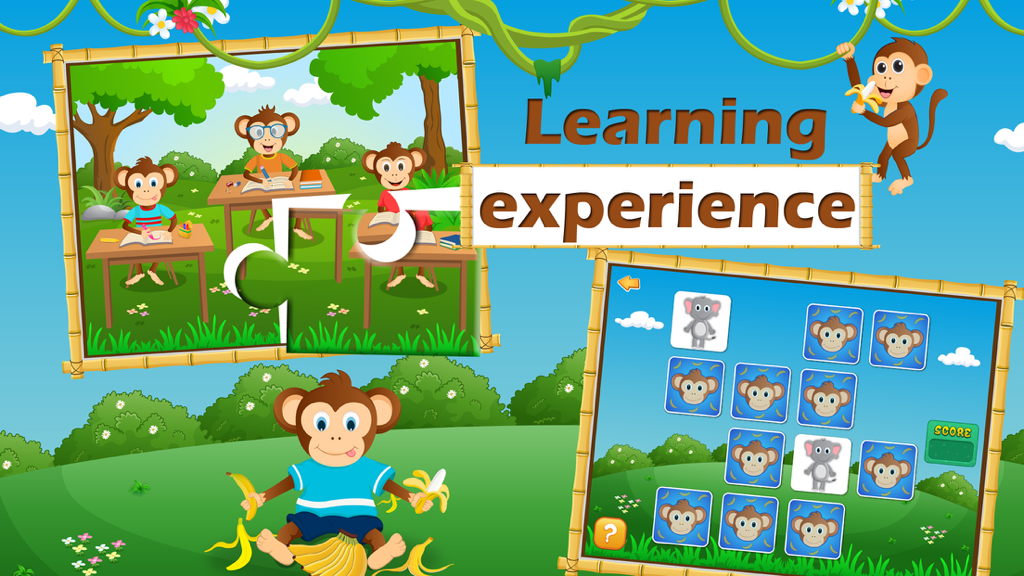 Five Little Monkeys Jumping - Educational activities from Five Little Monkeys app including jigsaw puzzles and memory matching