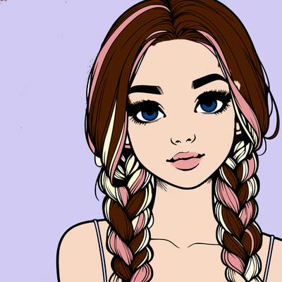 realistic girl with braids