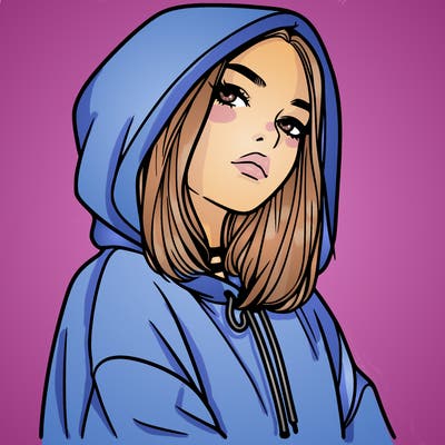 a realistic girl in a hoodie