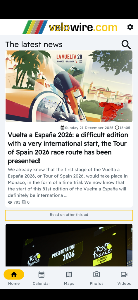velowire - Latest cycling news feed in the velowire mobile app featuring updates on the Vuelta a Espana 2026